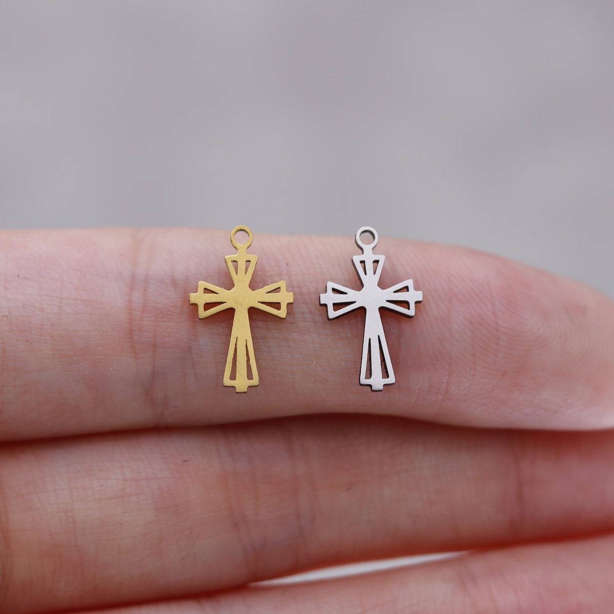 3pcs Stainless Steel Cross Charms for Necklace and Bracelet Making